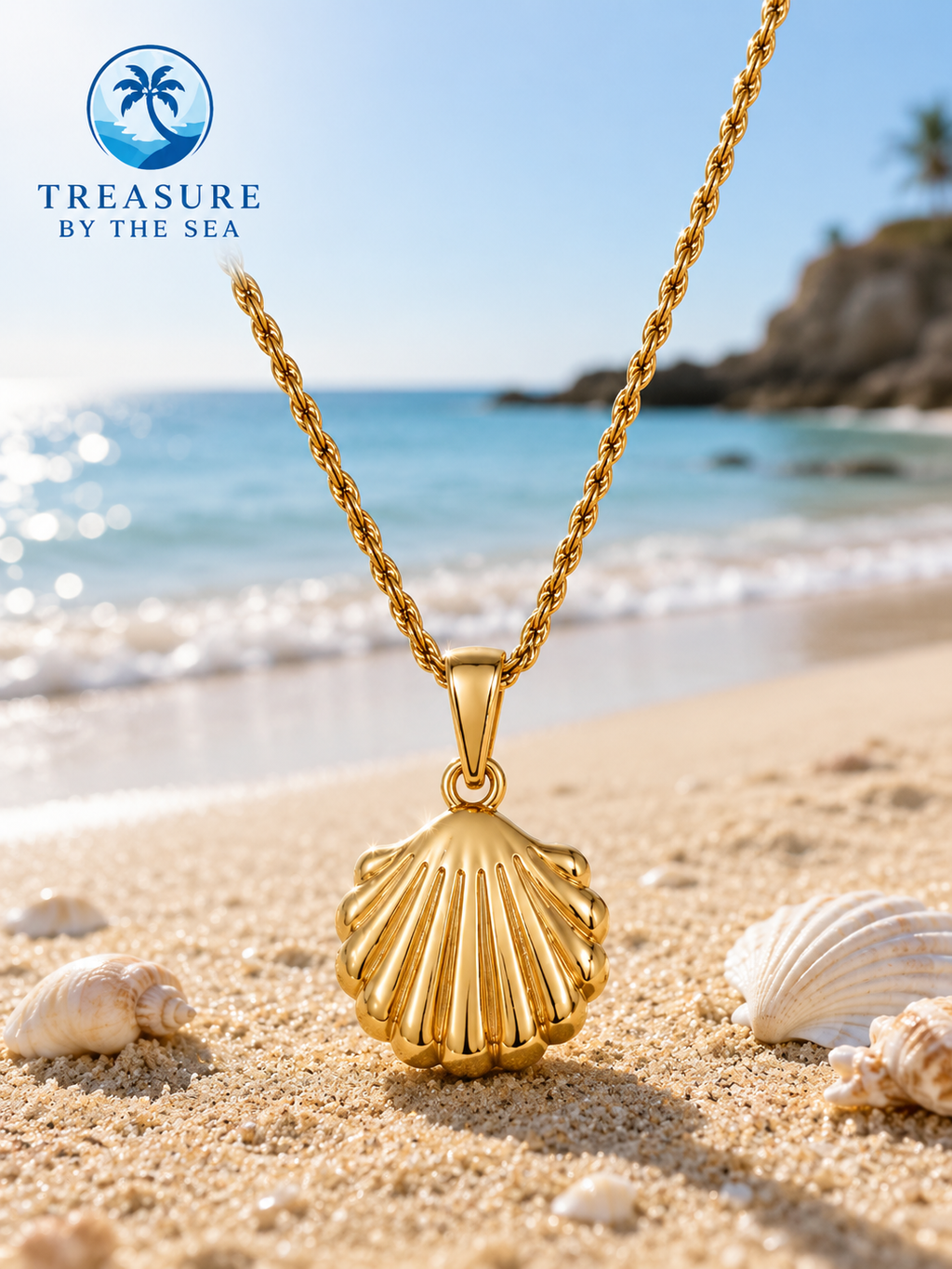 Golden Scollop Shell Necklace Stainless Steel