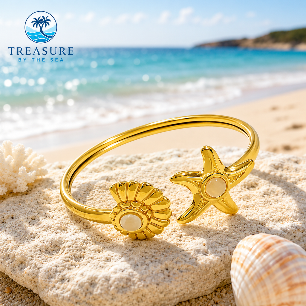 Starfish & Seashell Cuff Bangle