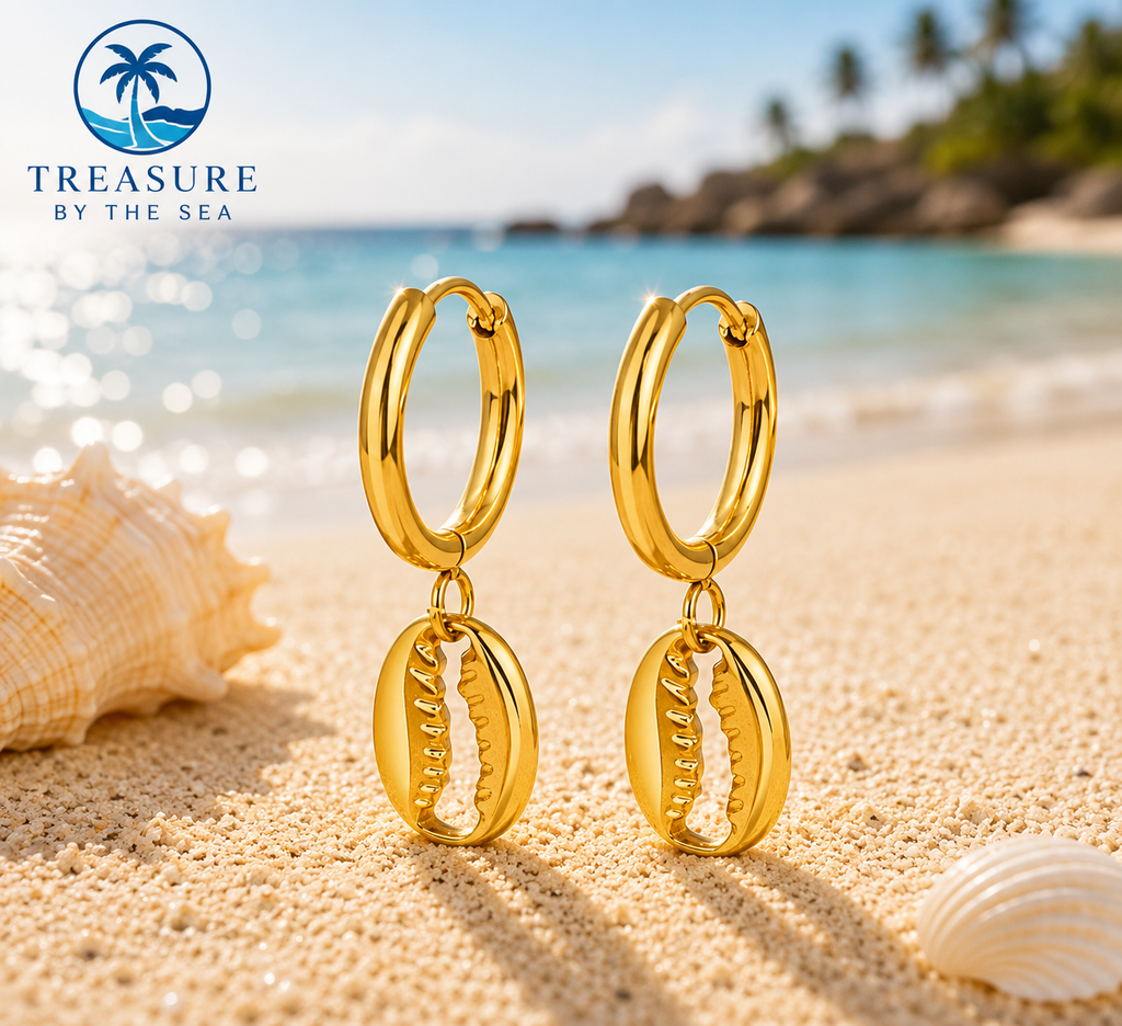 Cowrie Shell Earrings Stainless Steel