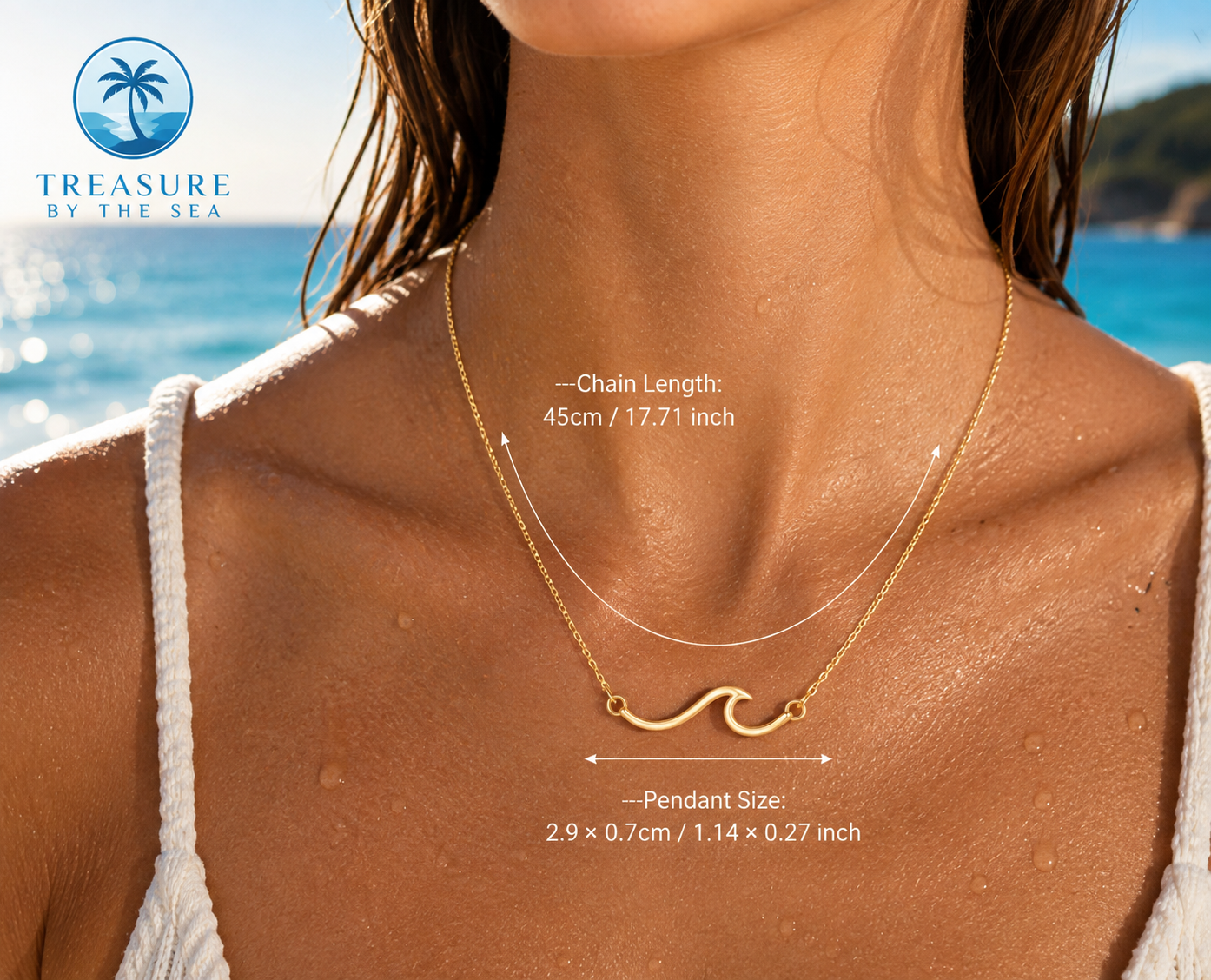 Ocean Wave Necklace Gold