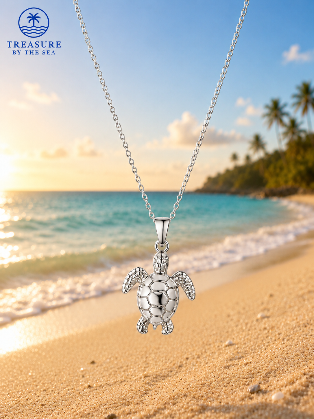 Silver Sea Turtle Necklace Stainless Steel