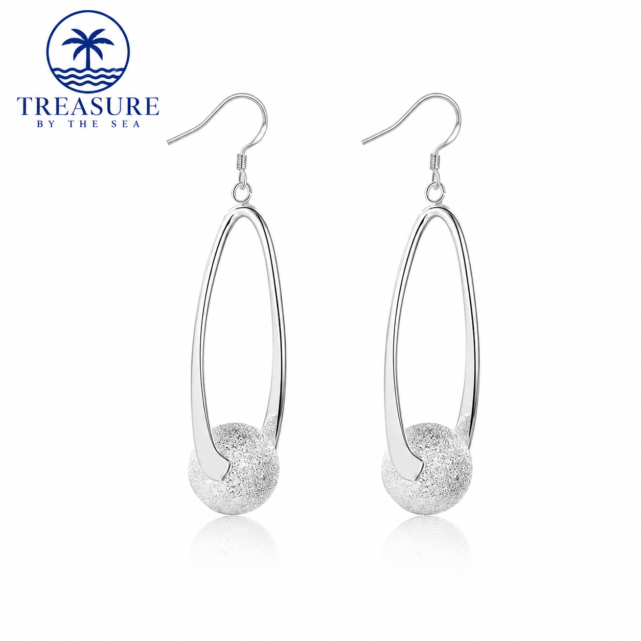 Sterling Silver oval drop Earrings