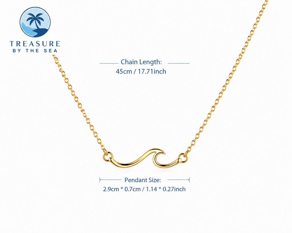 Ocean Wave Necklace Gold