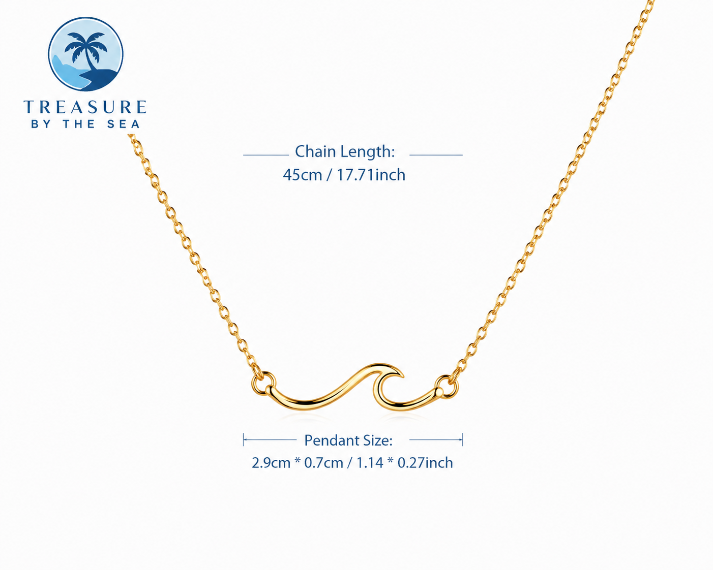 Ocean Wave Necklace Gold