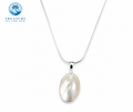 Coastal Pearl Oval Necklace Silver