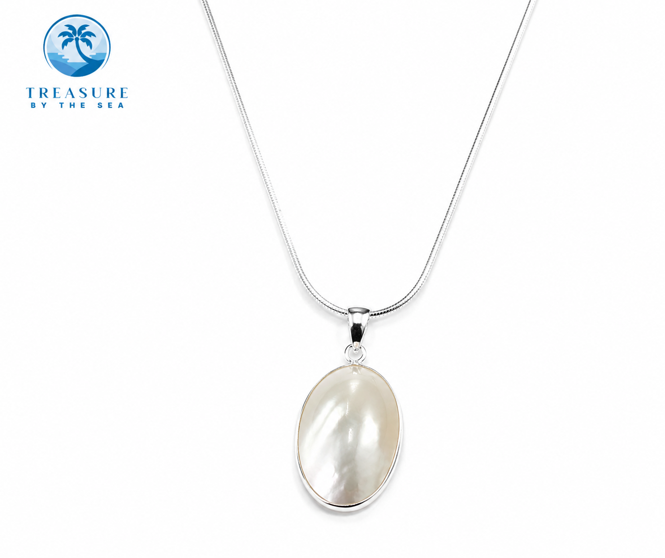 Coastal Pearl Oval Necklace Silver