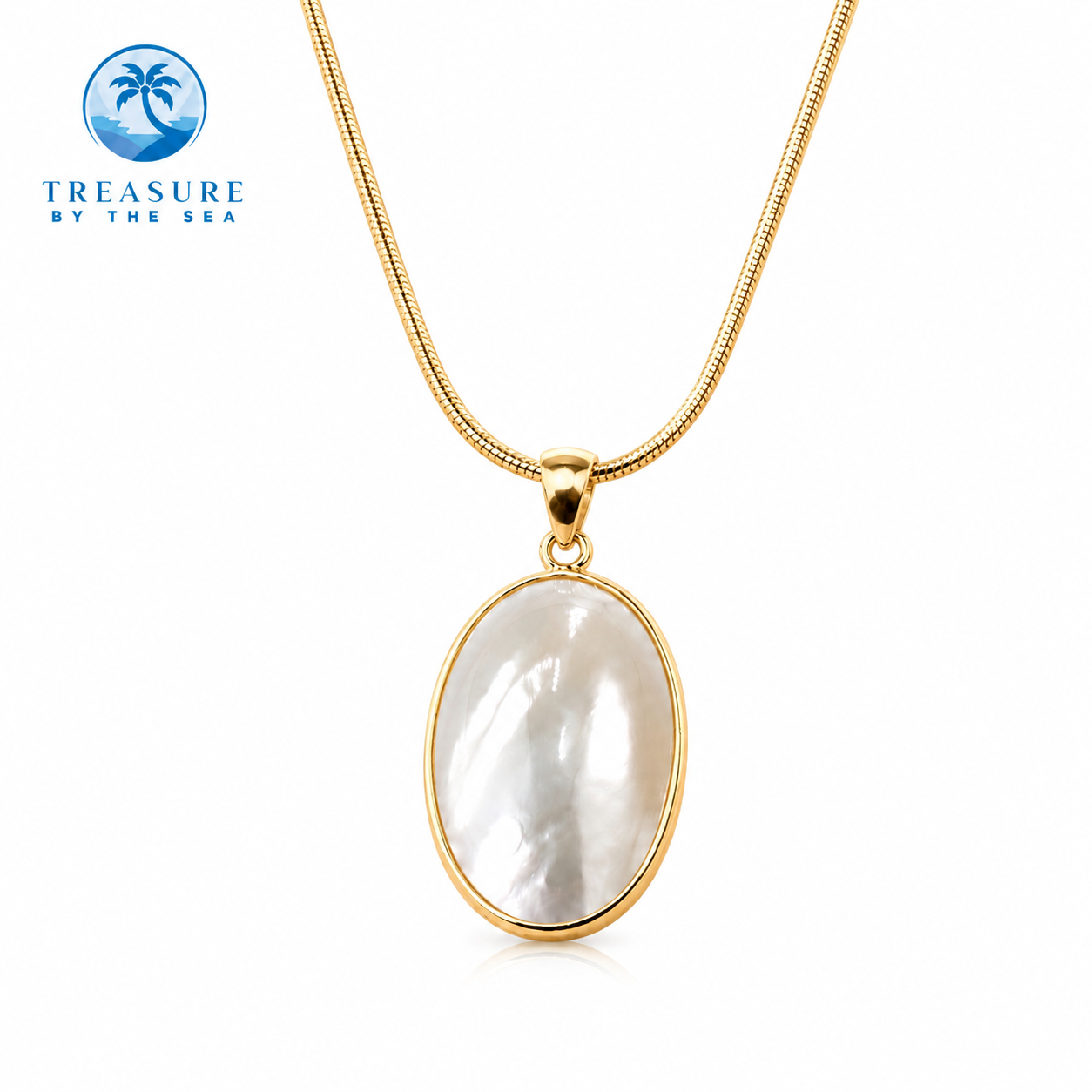 Coastal Pearl Oval Necklace Gold