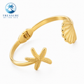 Starfish & Seashell Hinge Bangle