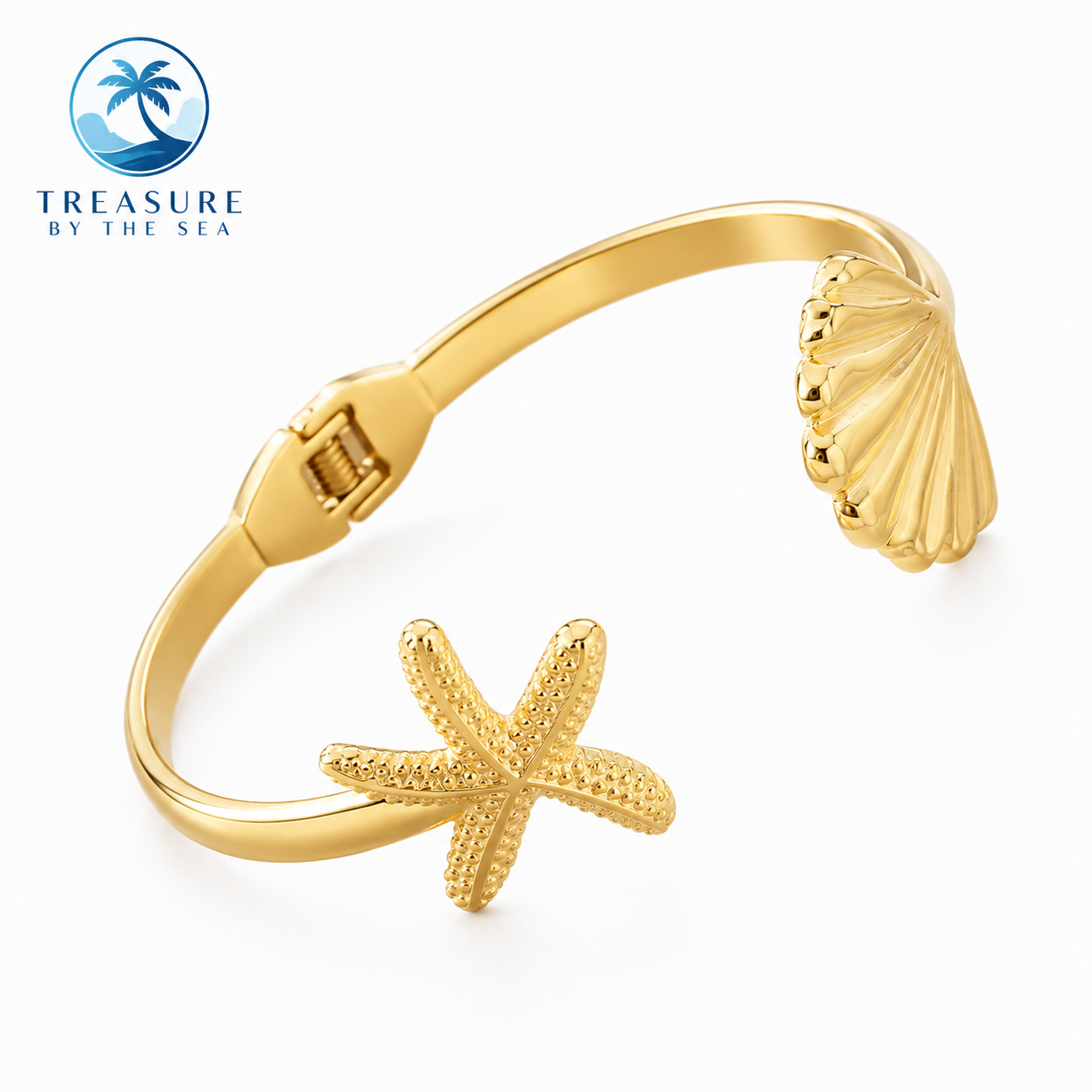 Starfish & Seashell Hinge Bangle