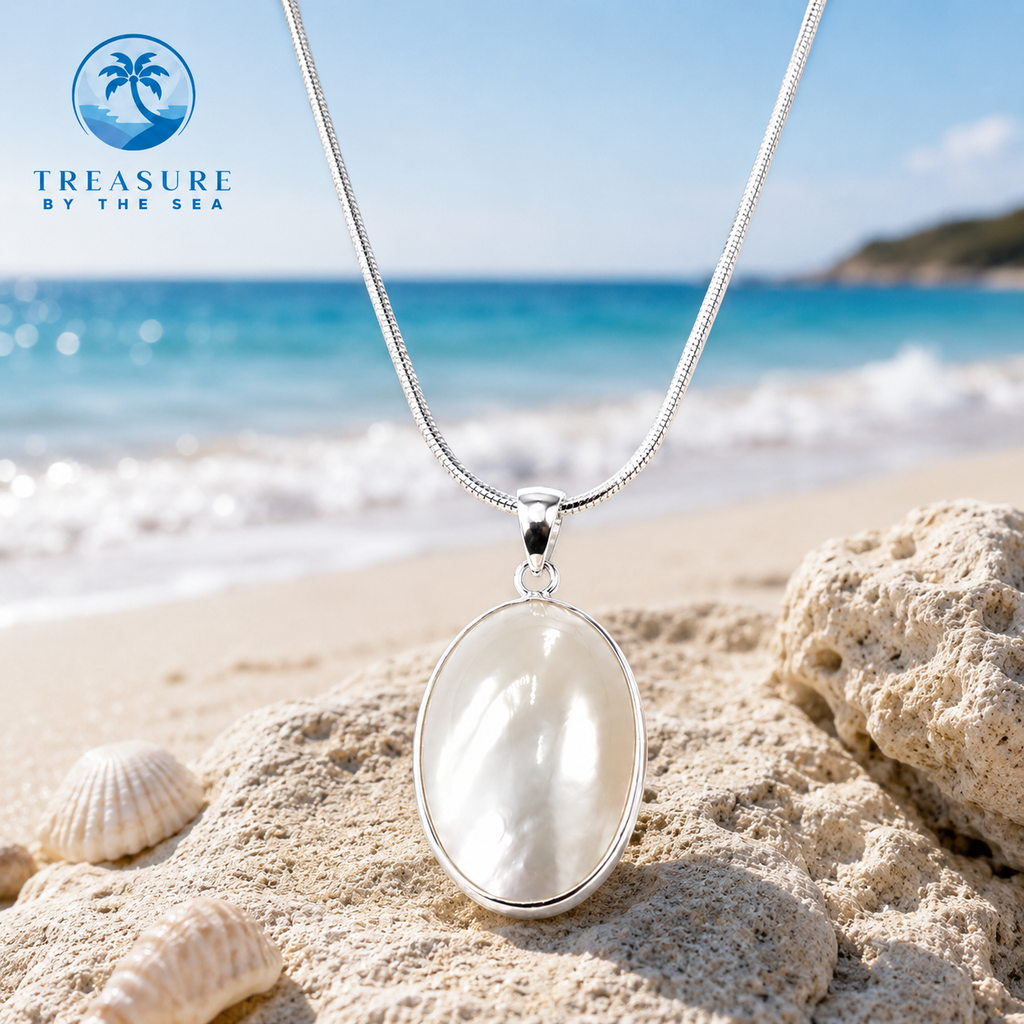 Coastal Pearl Oval Necklace Silver