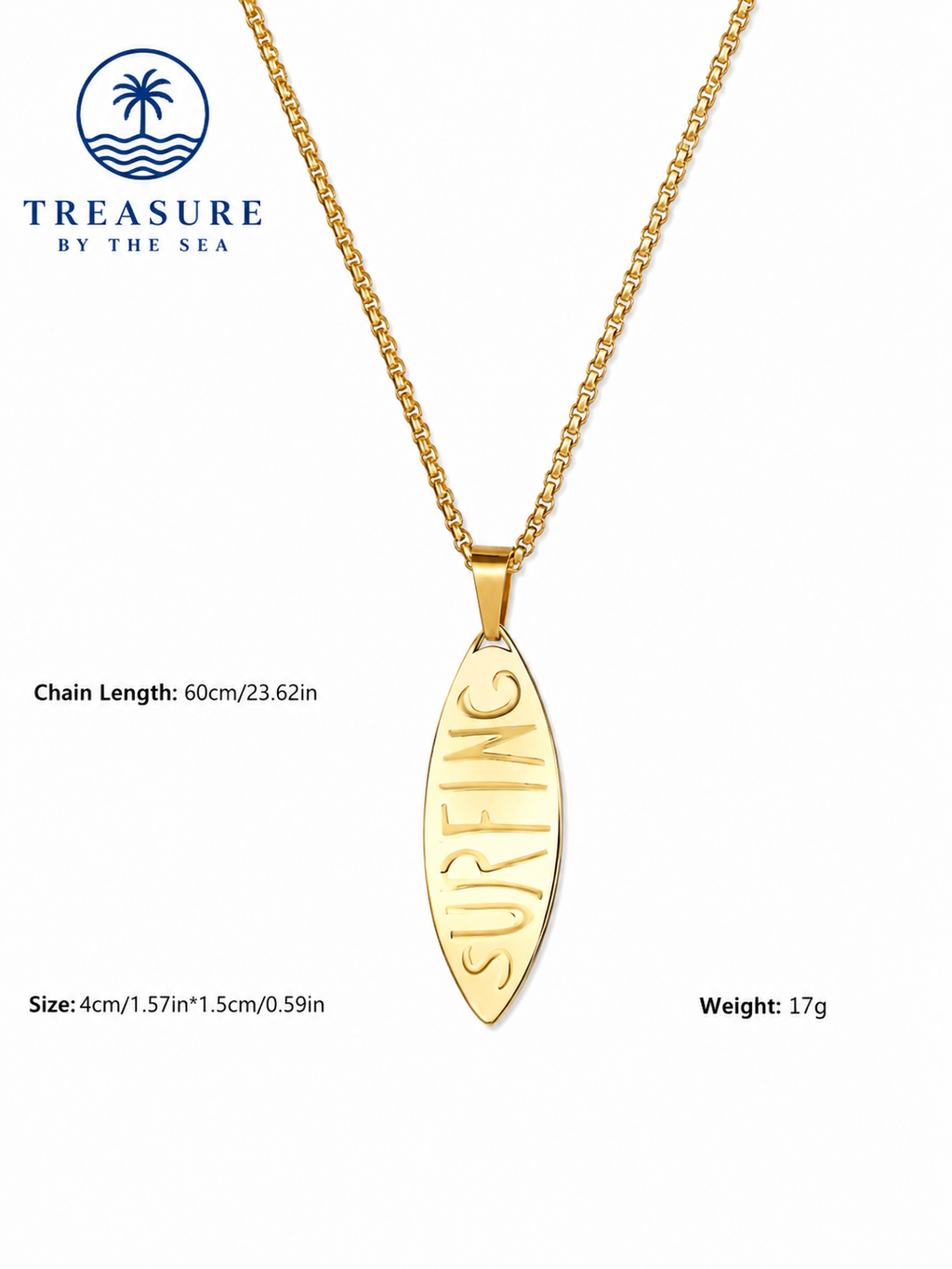 Surfing Pendant Gold Necklace
