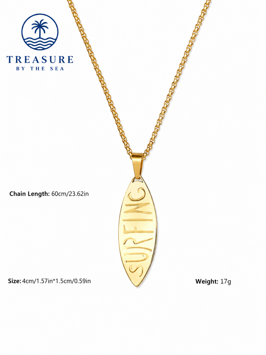 Surfing Pendant Gold Necklace