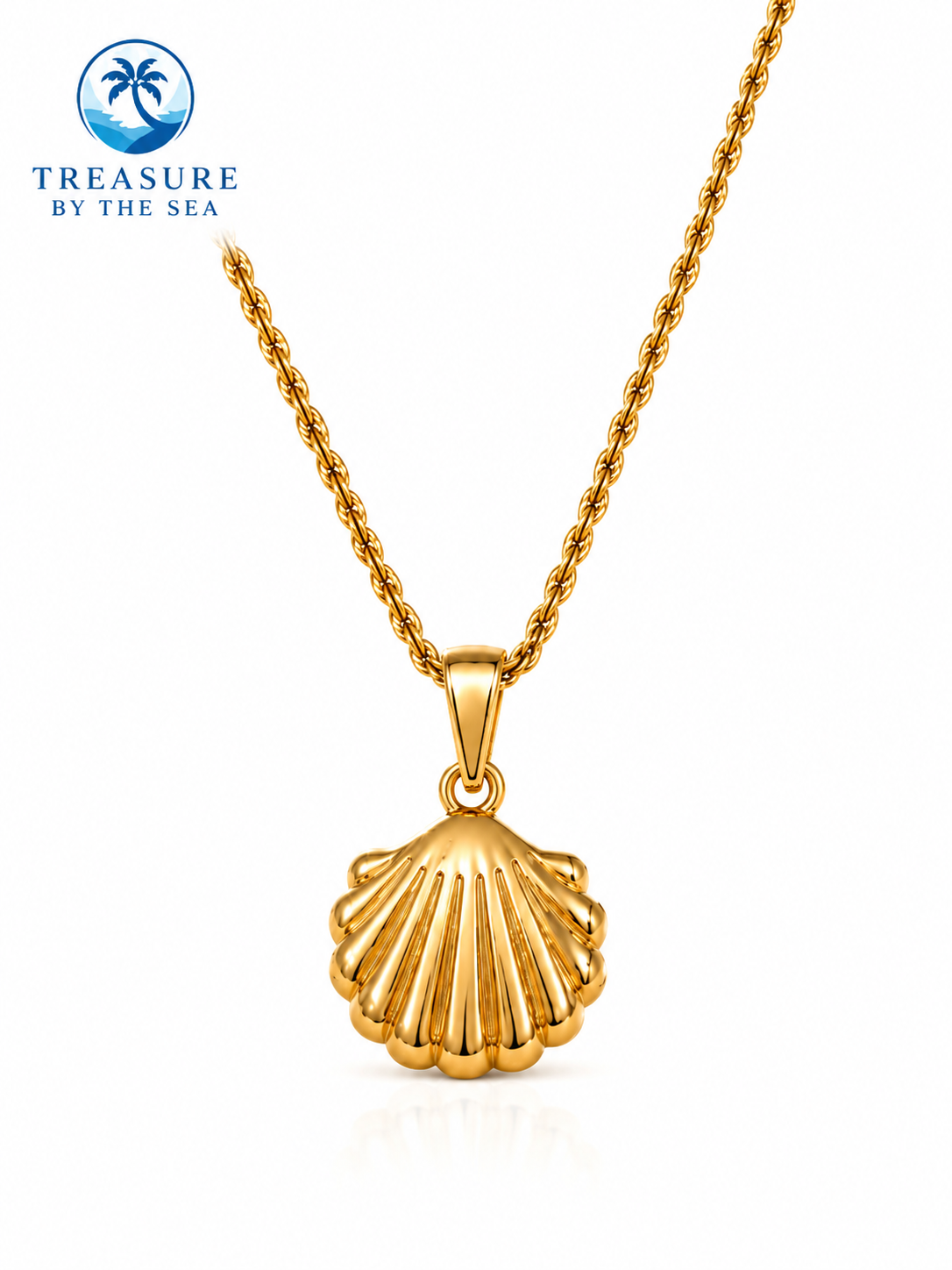 Golden Scollop Shell Necklace Stainless Steel