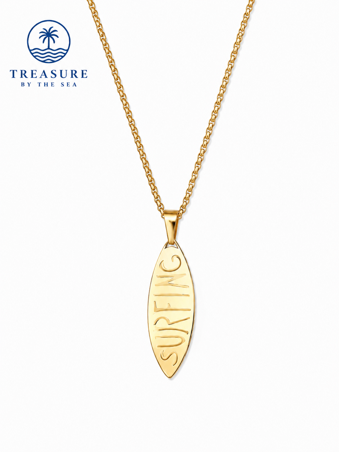 Surfing Pendant Gold Necklace