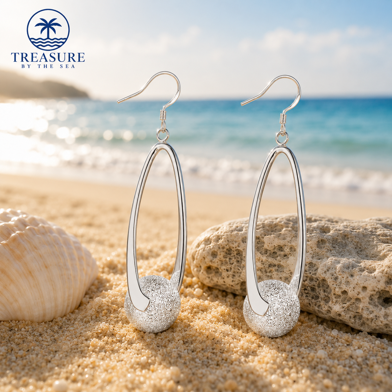 Sterling Silver oval drop Earrings