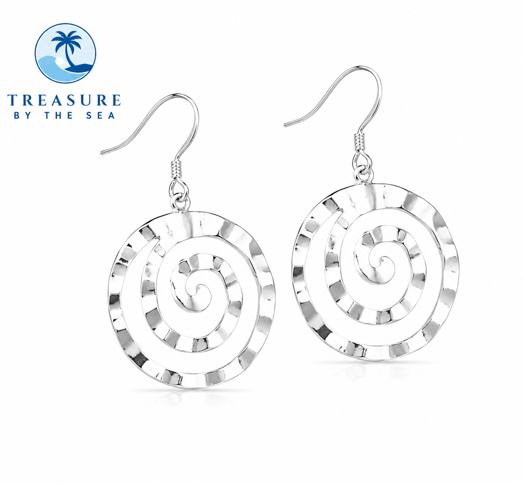 Silver Spiral Drop Earrings