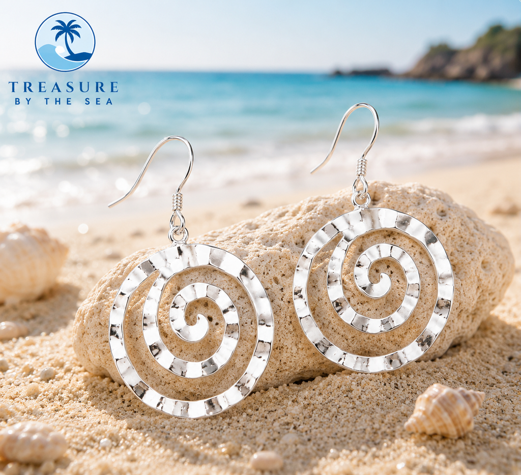 Silver Spiral Drop Earrings