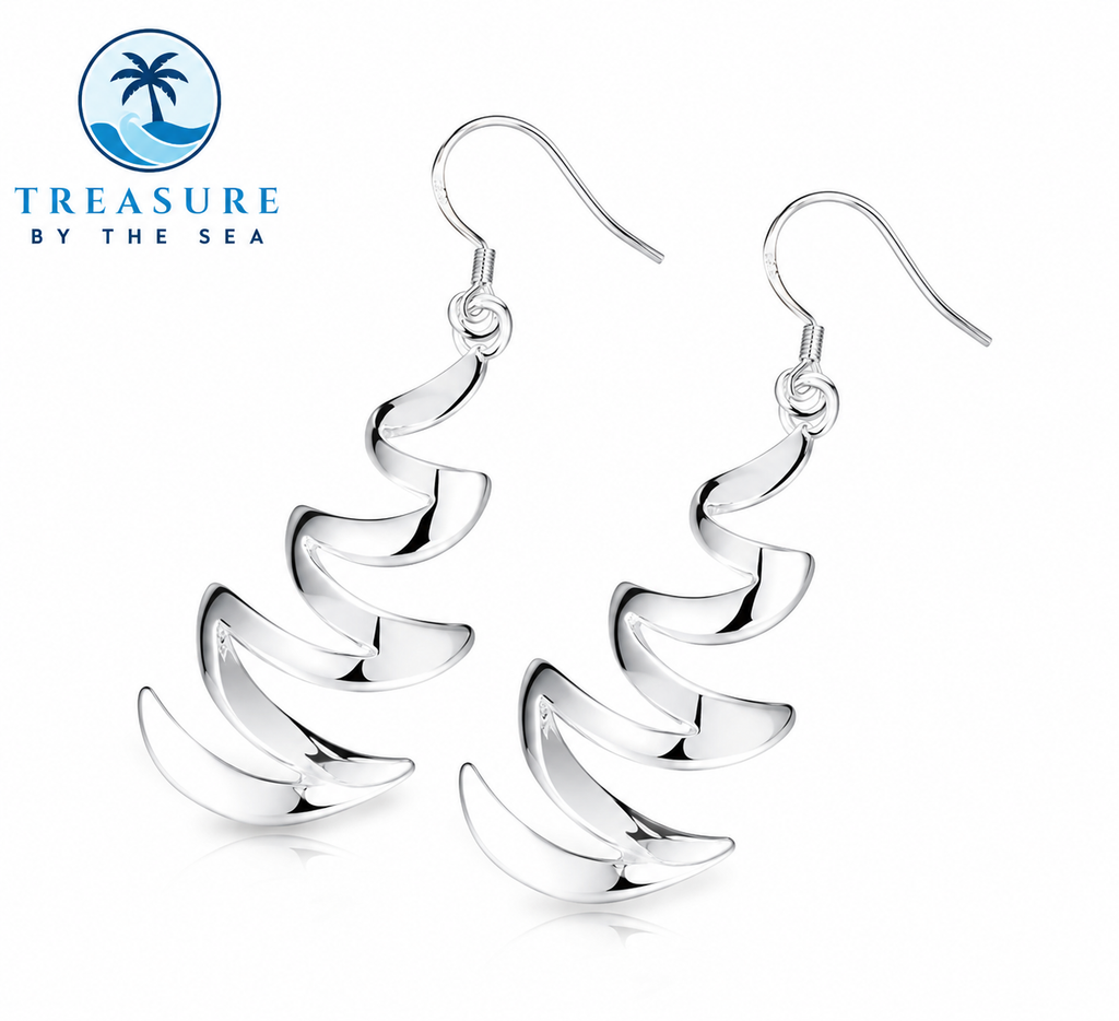 Ocean Wave Spiral Drop Earrings