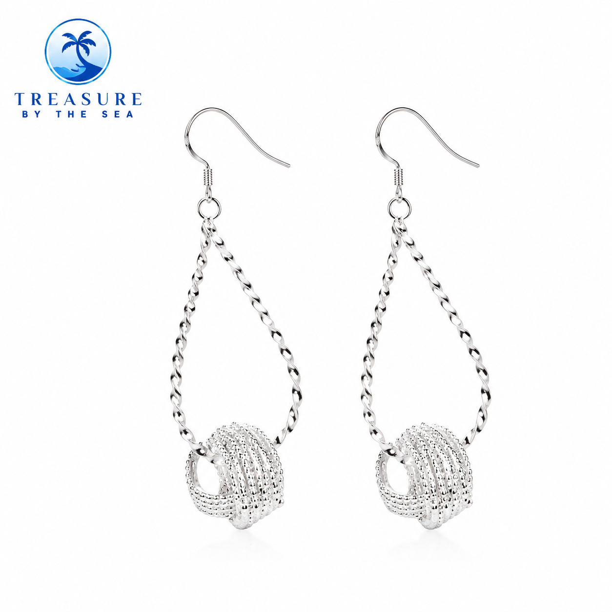 Knot Drop Dangle Silver Earrings