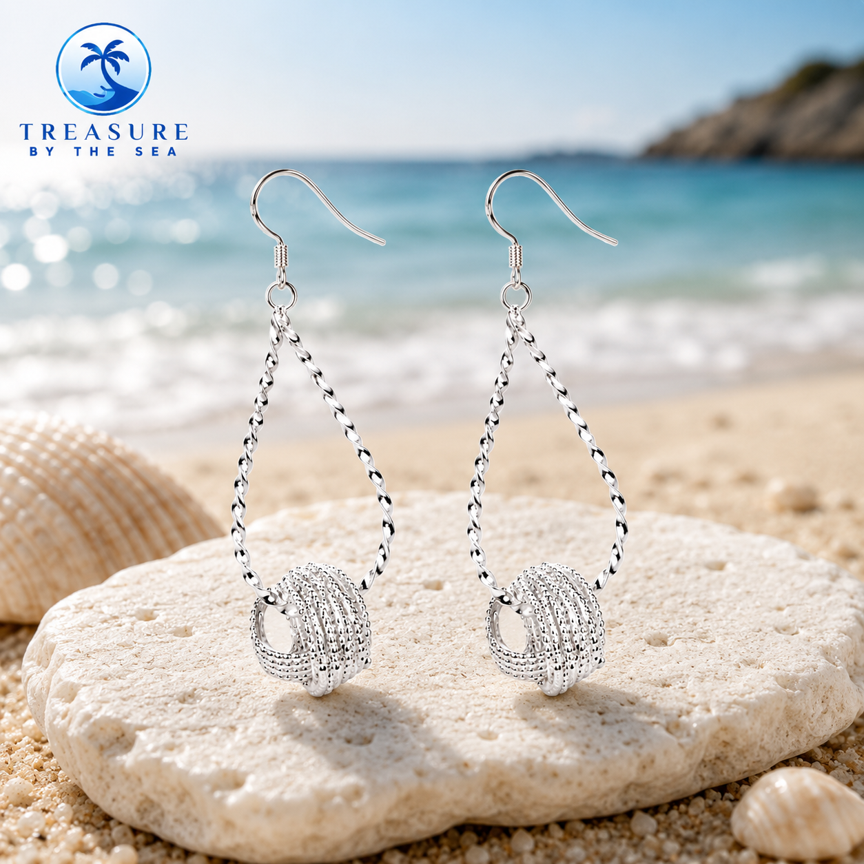 Knot Drop Dangle Silver Earrings