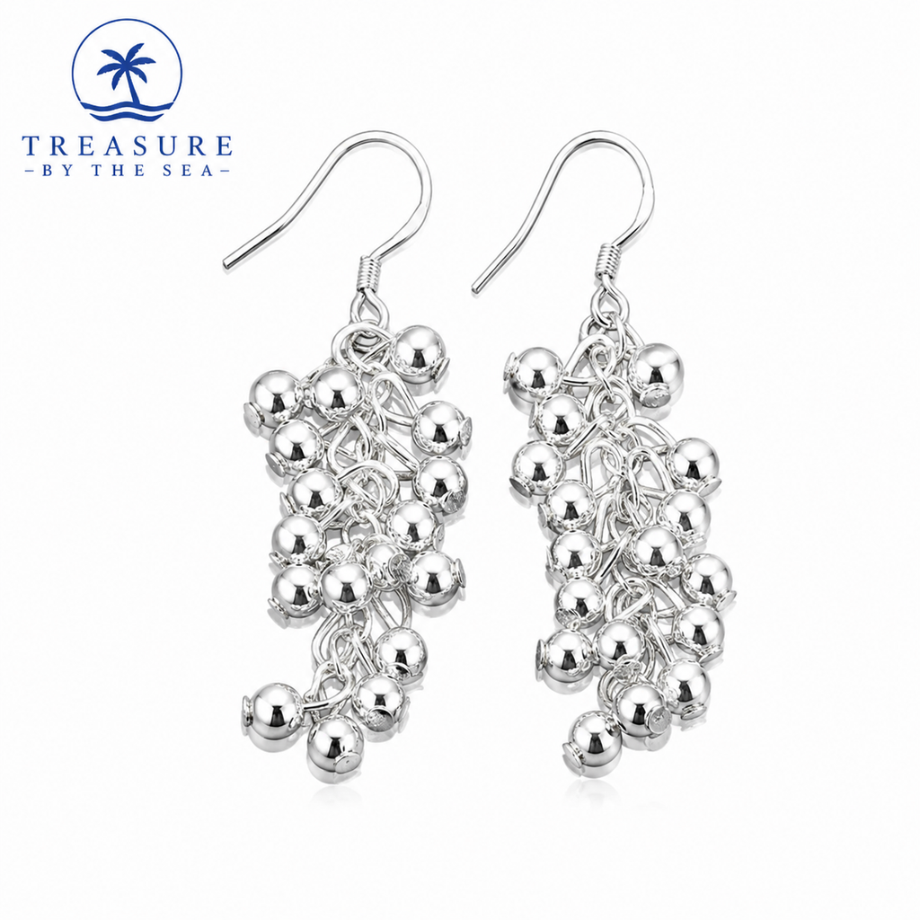 Silver Cluster Drop Earrings