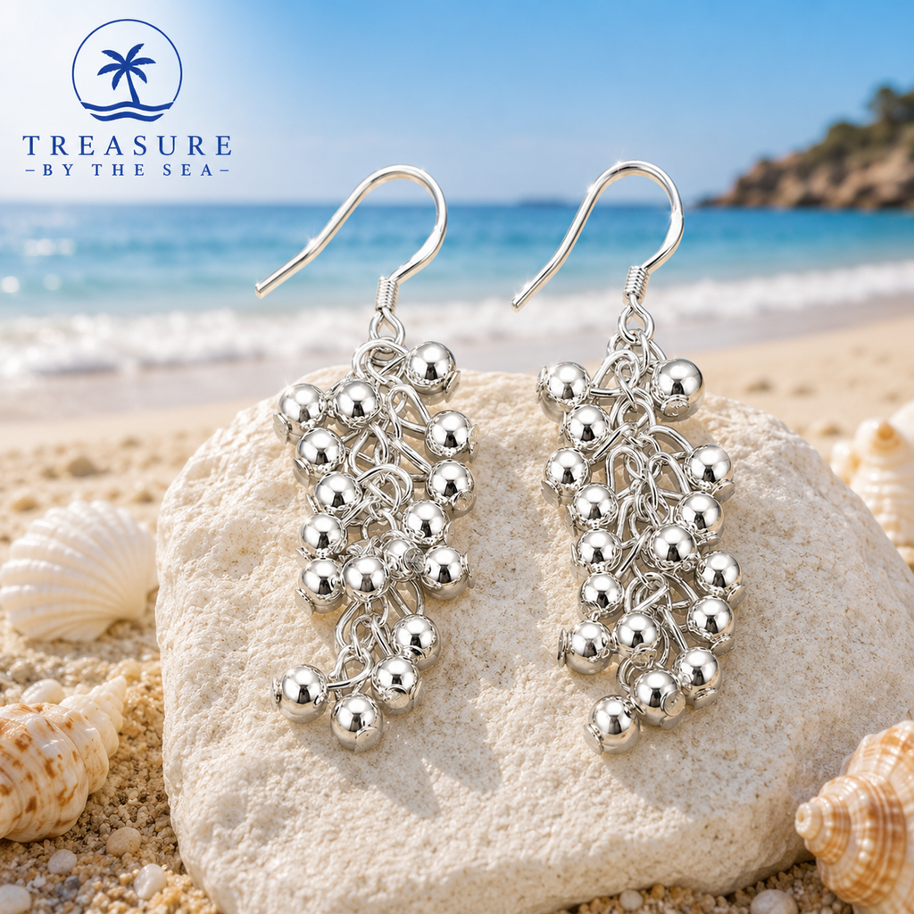 Silver Cluster Drop Earrings