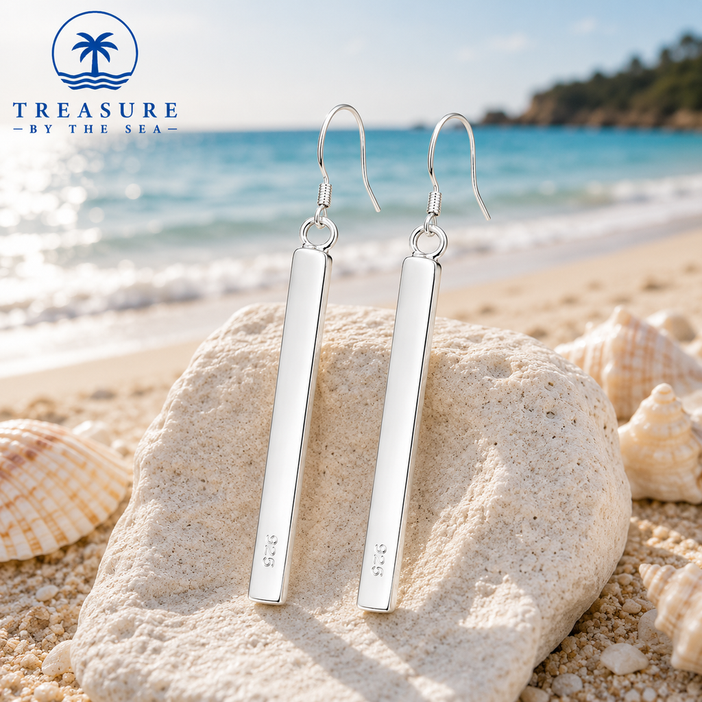 Silver Bar Drop Earrings