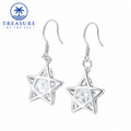 Sterling Silver Crystal Star Drop Earrings