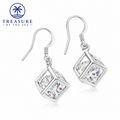 Sterling Silver Geometric Crystal Drop Earrings