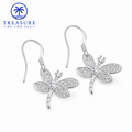 Sterling Silver Crystal Dragonfly Earrings