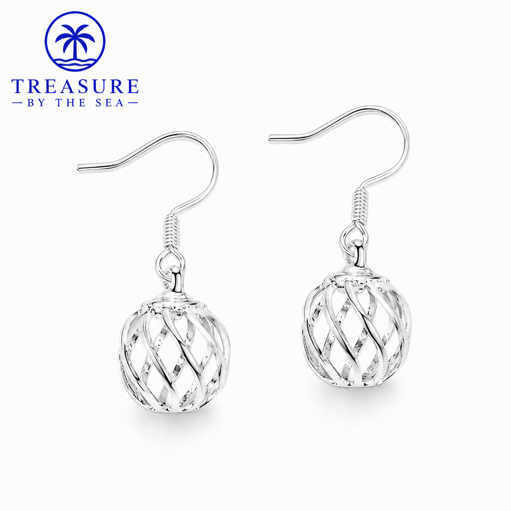 Sterling Silver Twisted Globe Drop Earrings