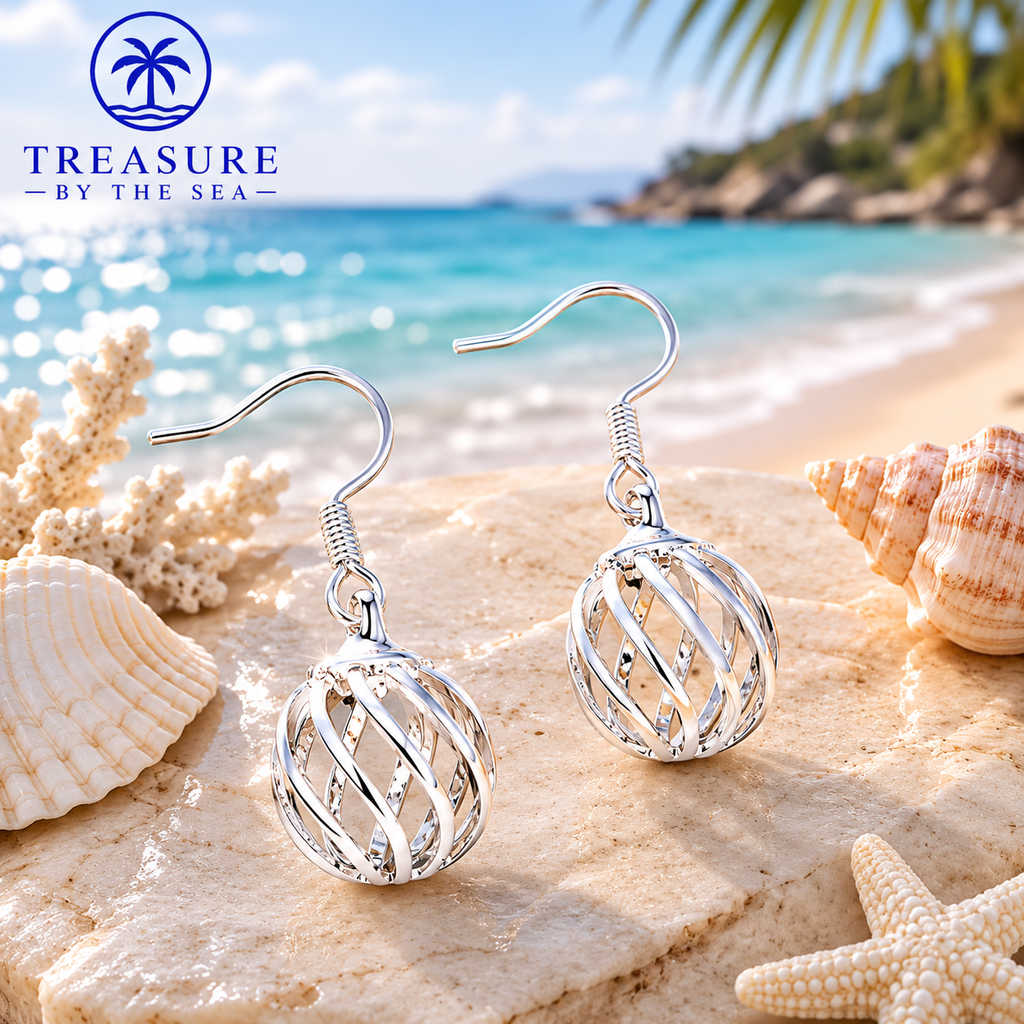 Sterling Silver Twisted Globe Drop Earrings