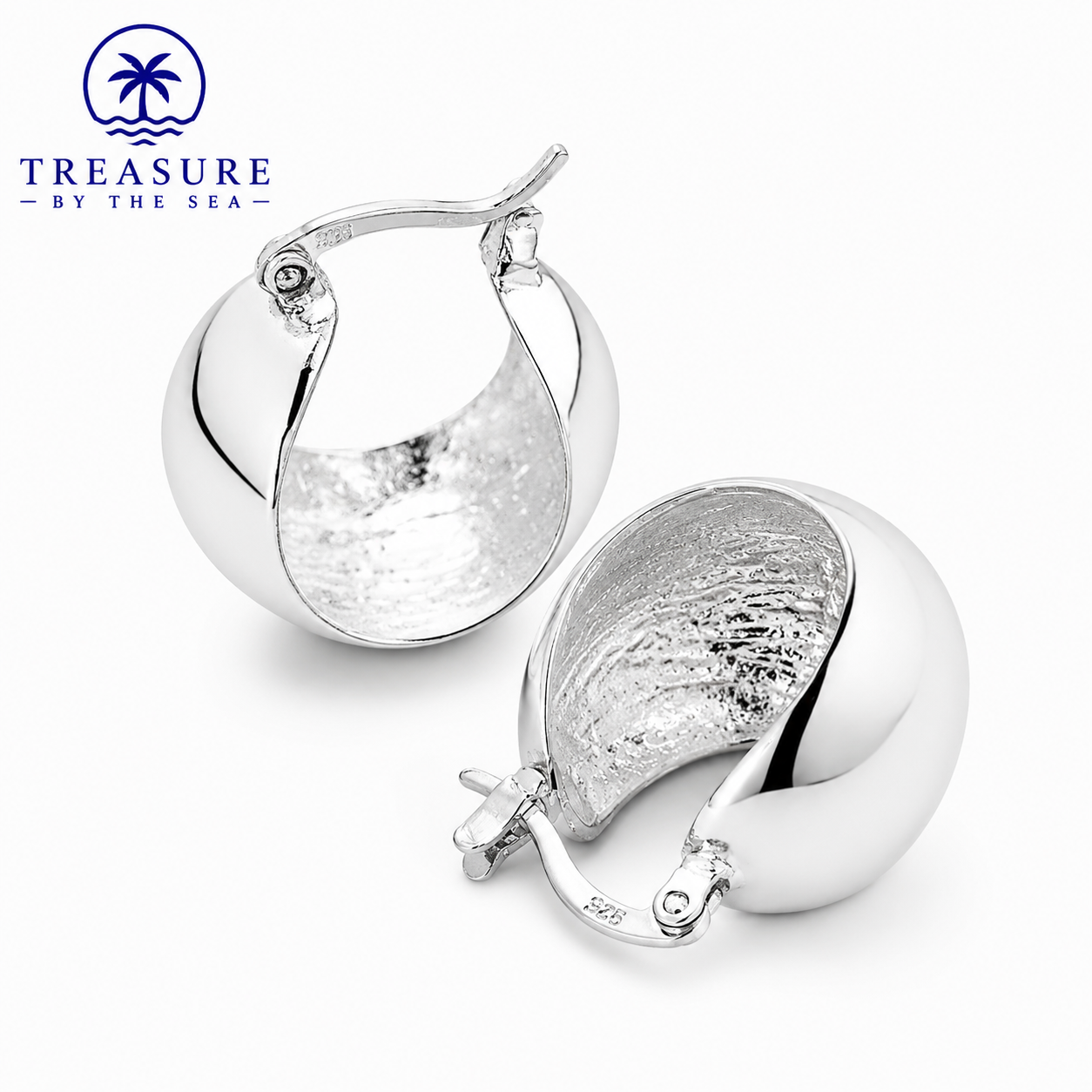 Sterling Silver wide small hoop Earrings