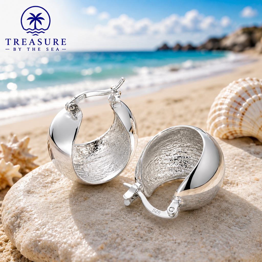 Sterling Silver wide small hoop Earrings
