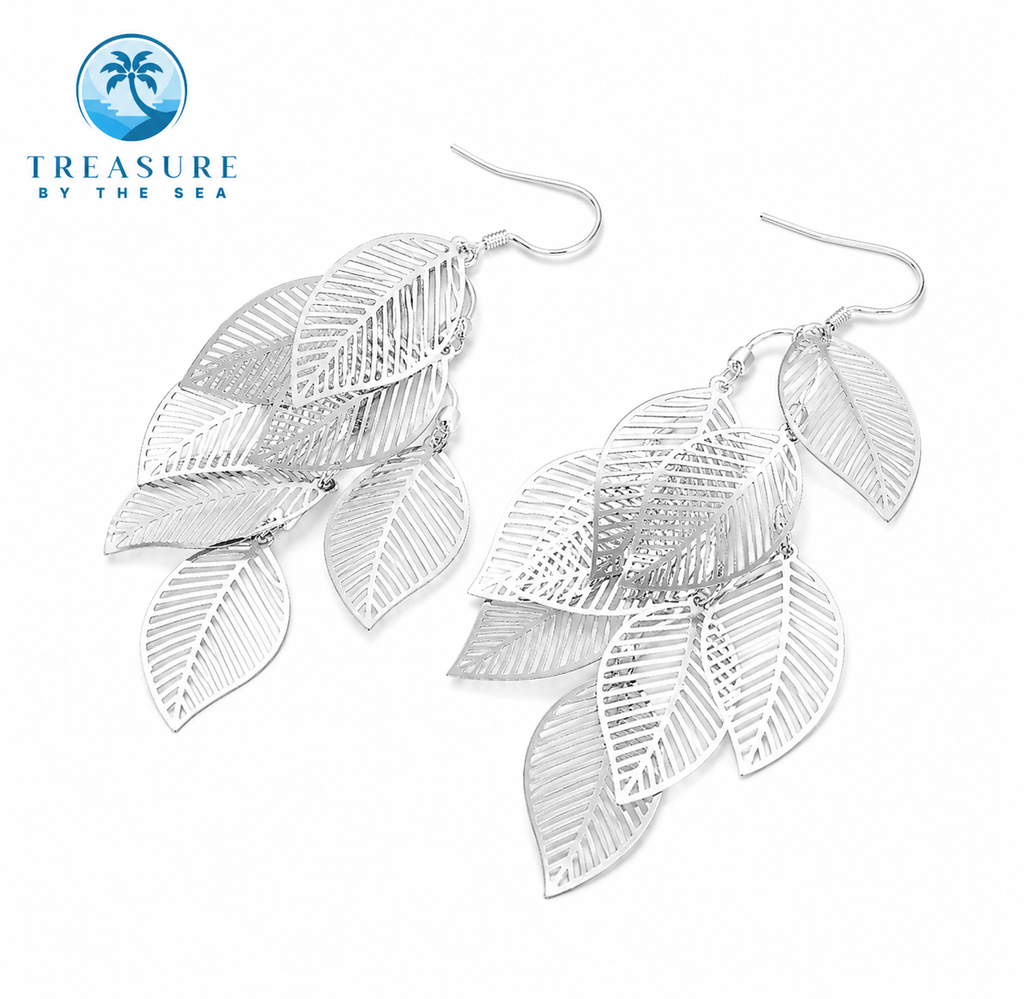 Sterling Silver Leaf Statement Earrings