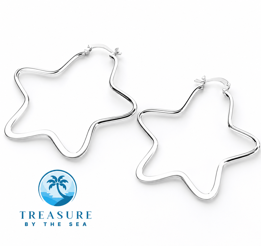 Silver Star Hoop Earrings