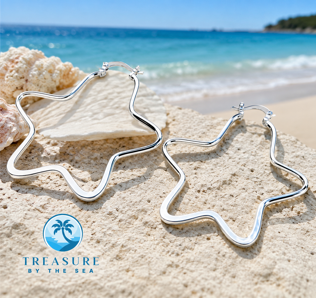 Silver Star Hoop Earrings