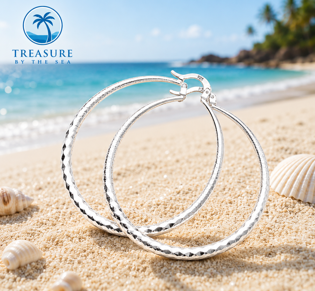 Silver Textured Hoop Earrings