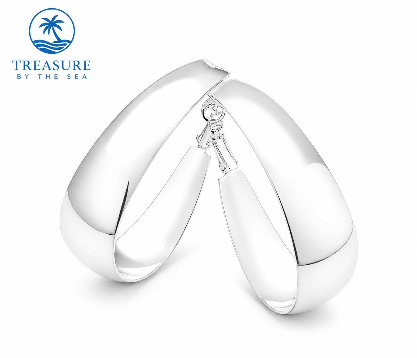 Sterling Silver Wide Hoop Earrings