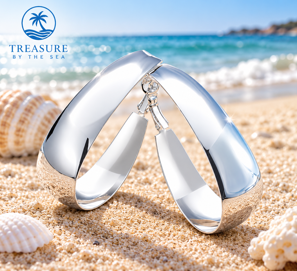 Sterling Silver Wide Hoop Earrings