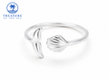 Silver Whale Tail & Seashell Open Ring