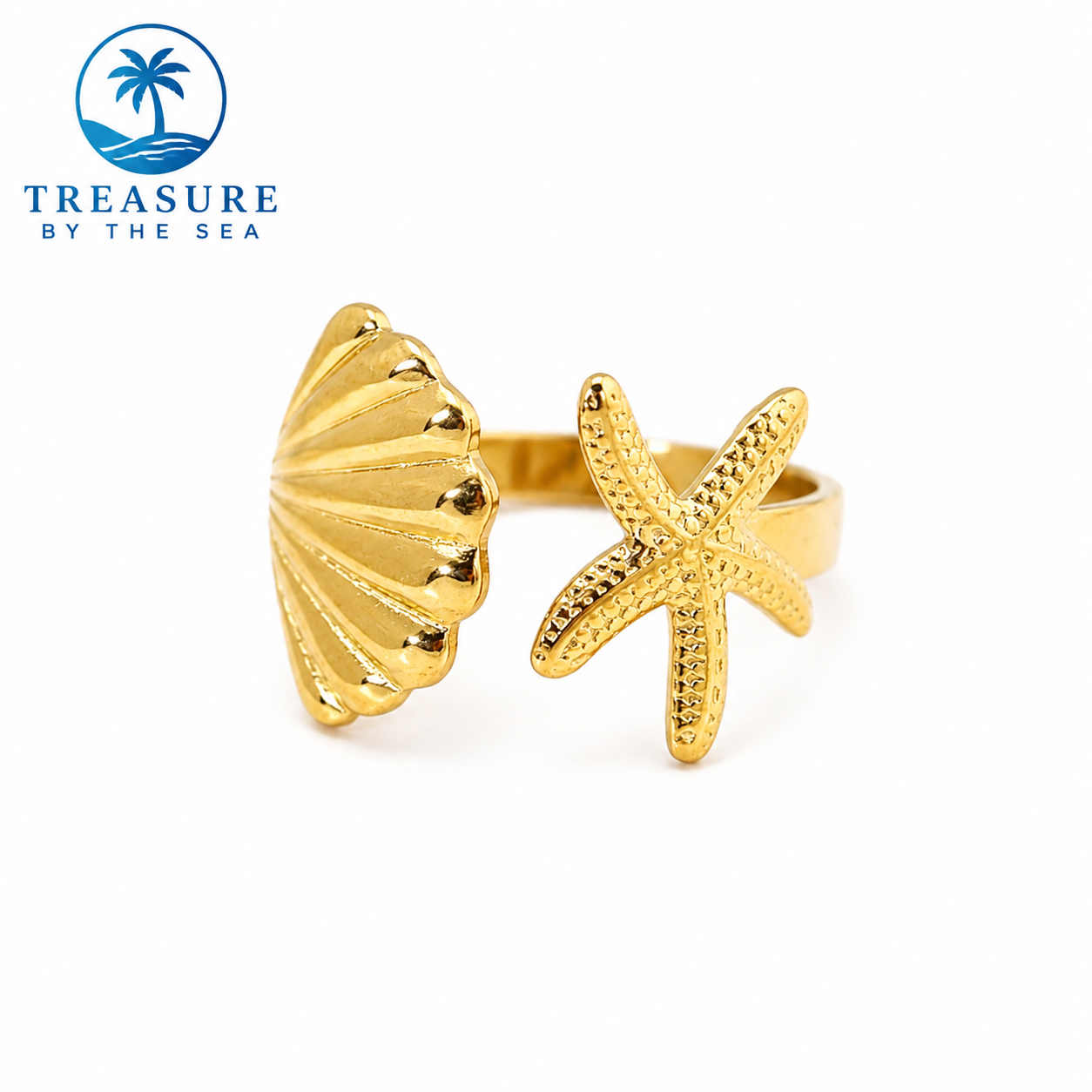 Coastal Stafish & Seashell Ring