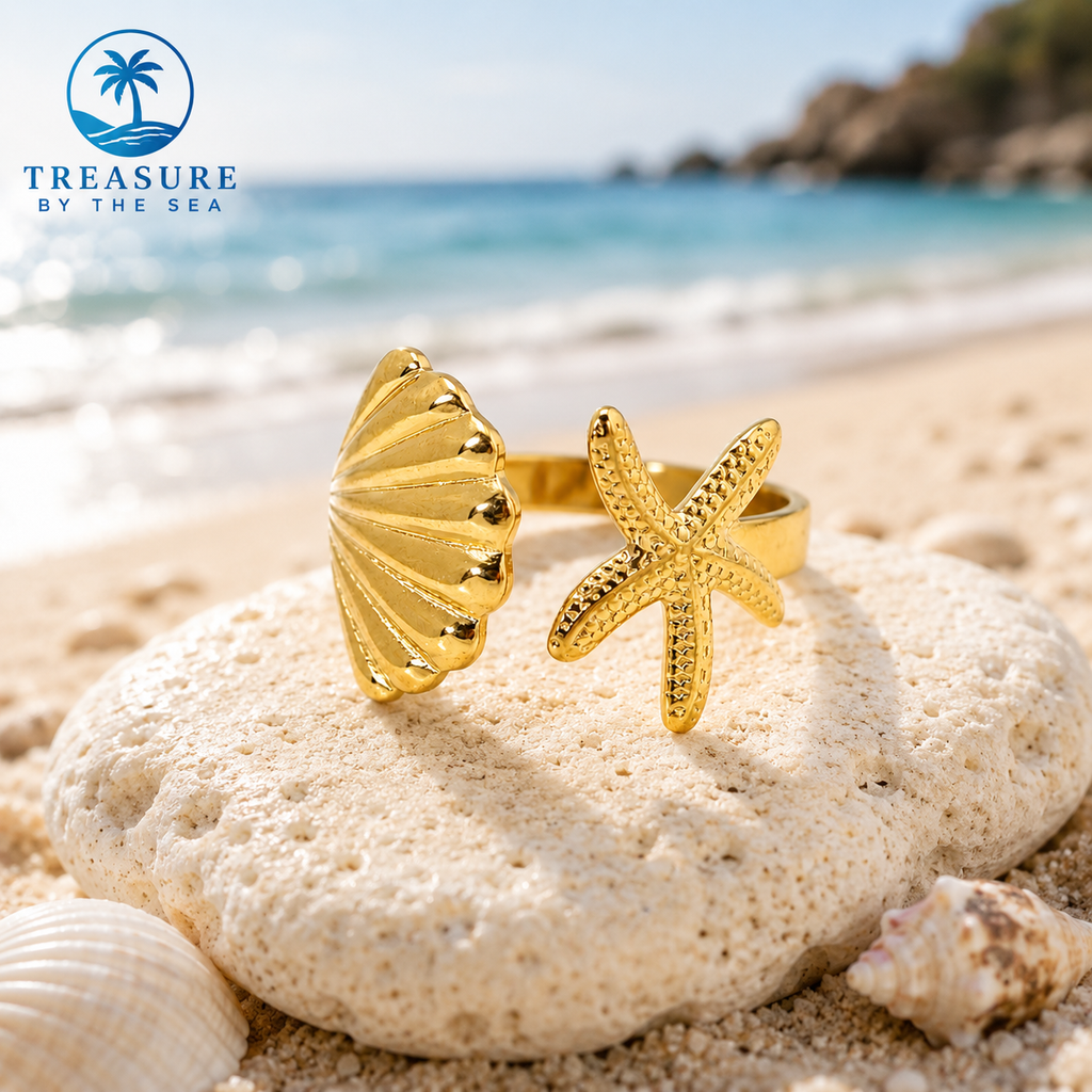 Coastal Stafish & Seashell Ring