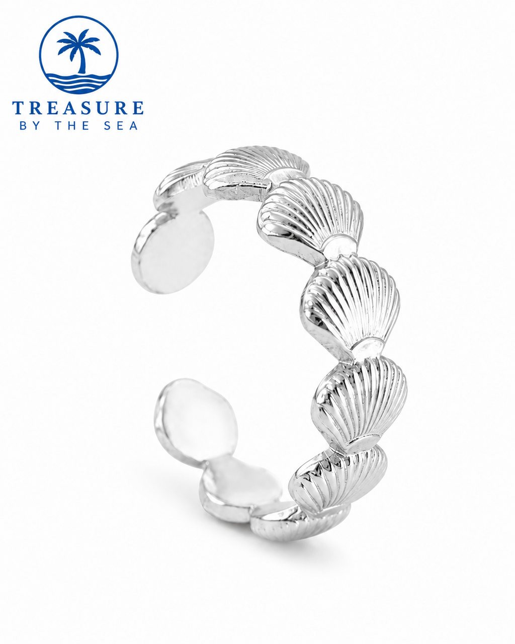 Silver Seashell Adjustable Ring