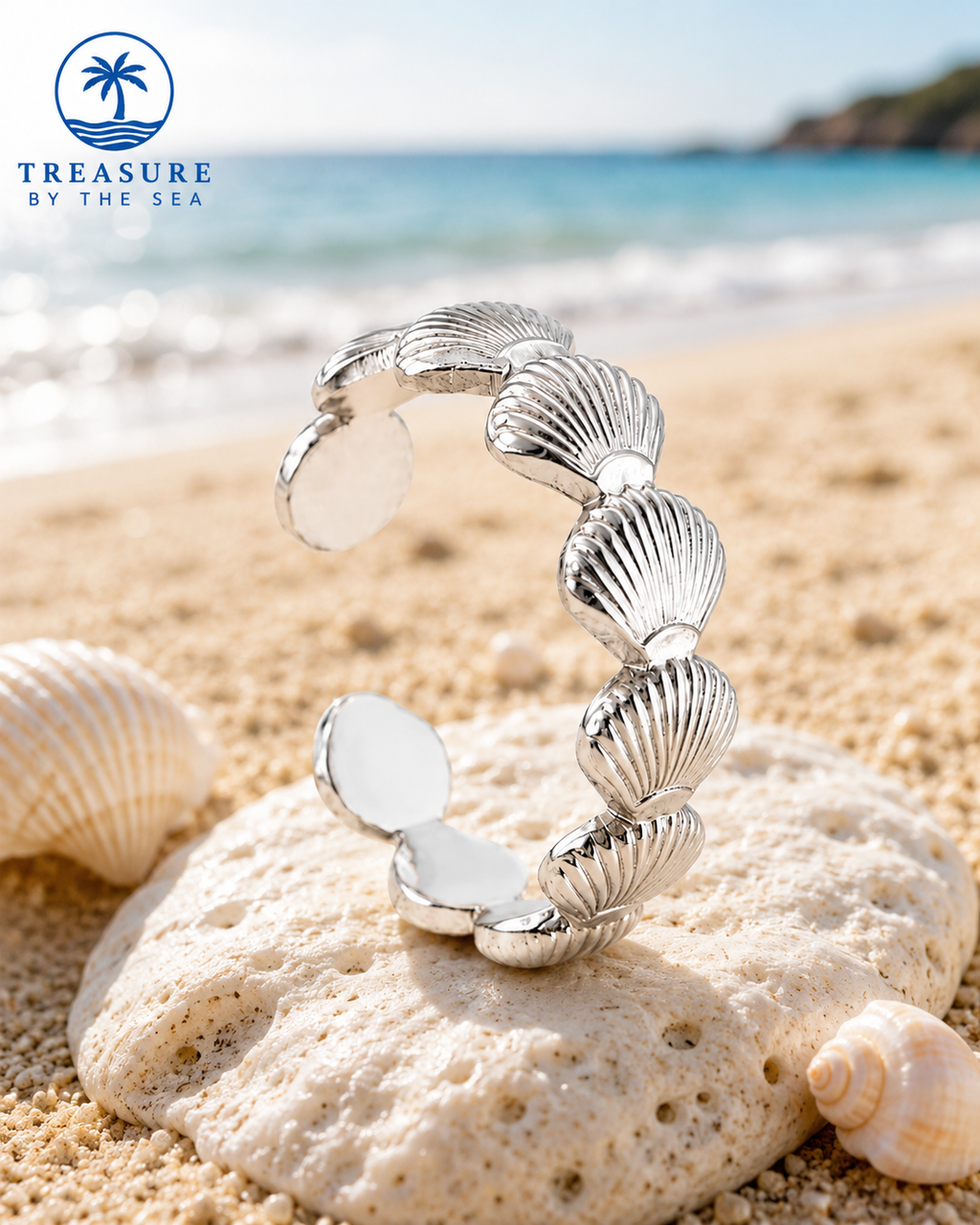 Silver Seashell Adjustable Ring