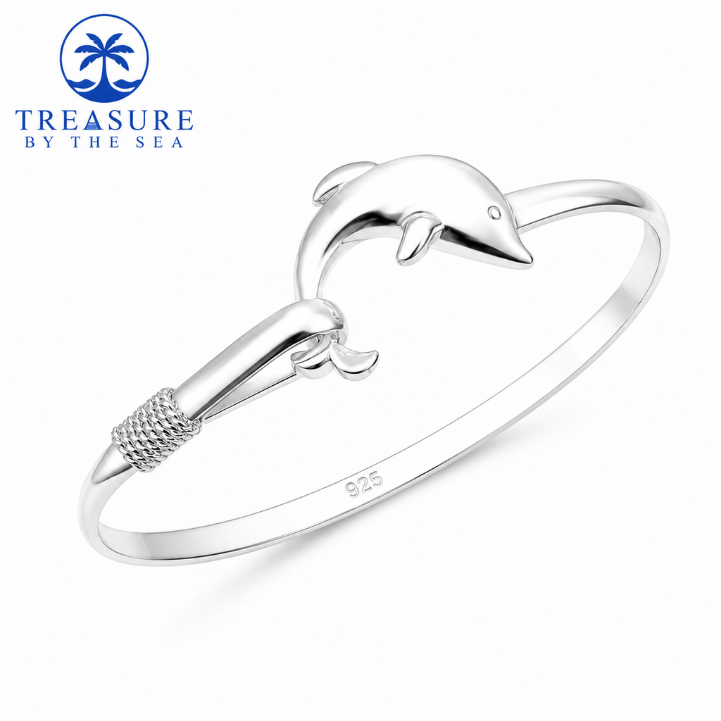Sterling Silver Dolphin Embrace Cuff Bracelet