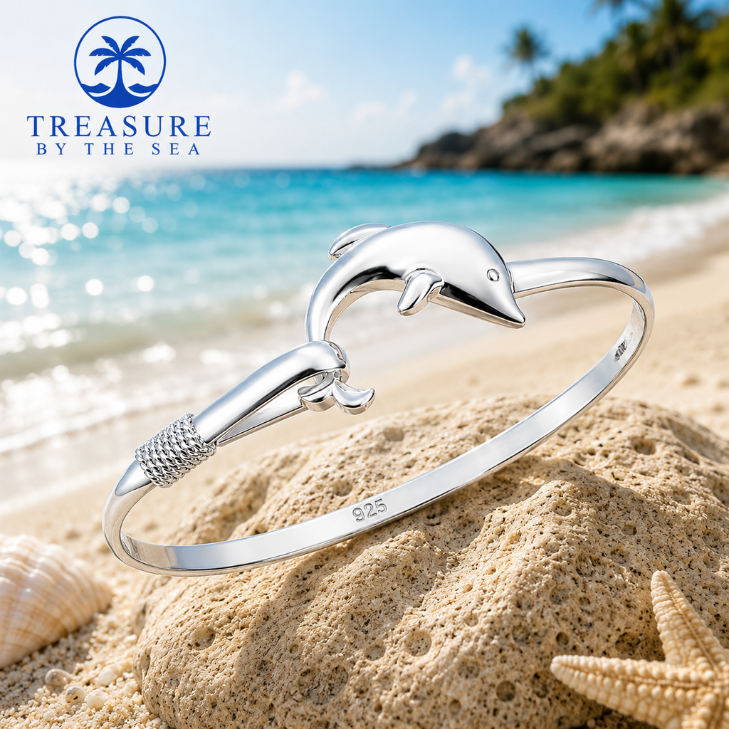 Sterling Silver Dolphin Embrace Cuff Bracelet