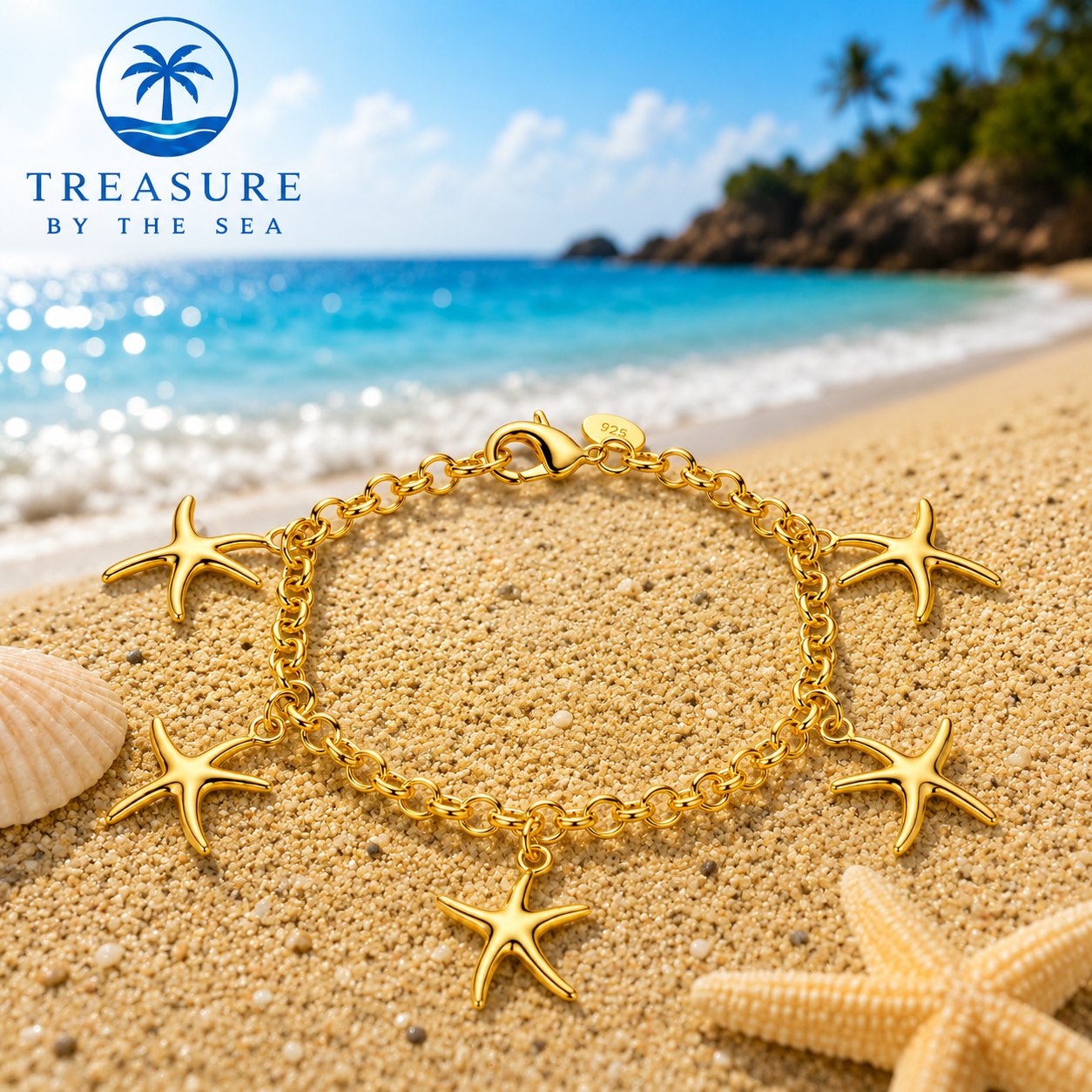Golden Starfish Charm Bracelet