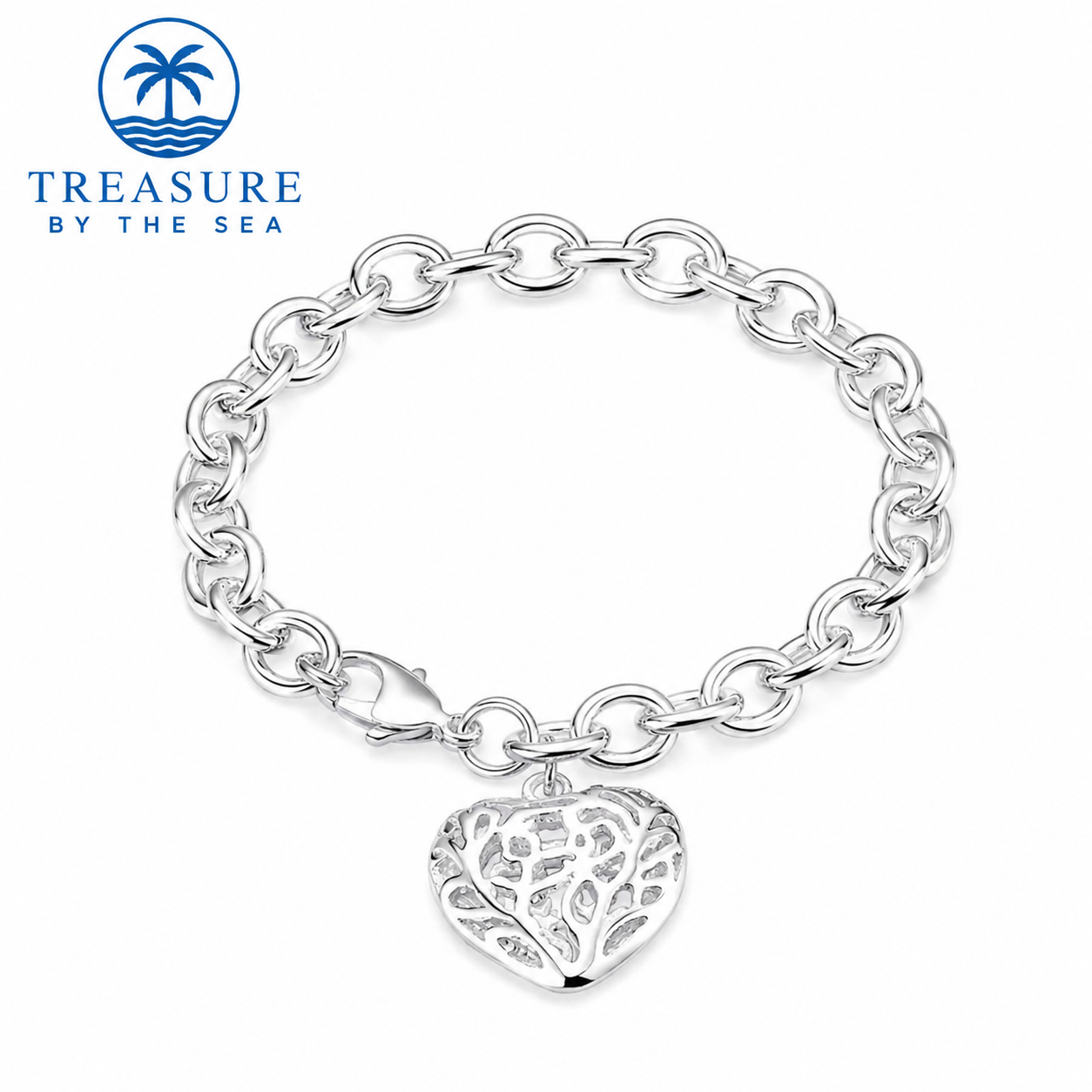 Sterling Silver Coastal Heart Bracelet