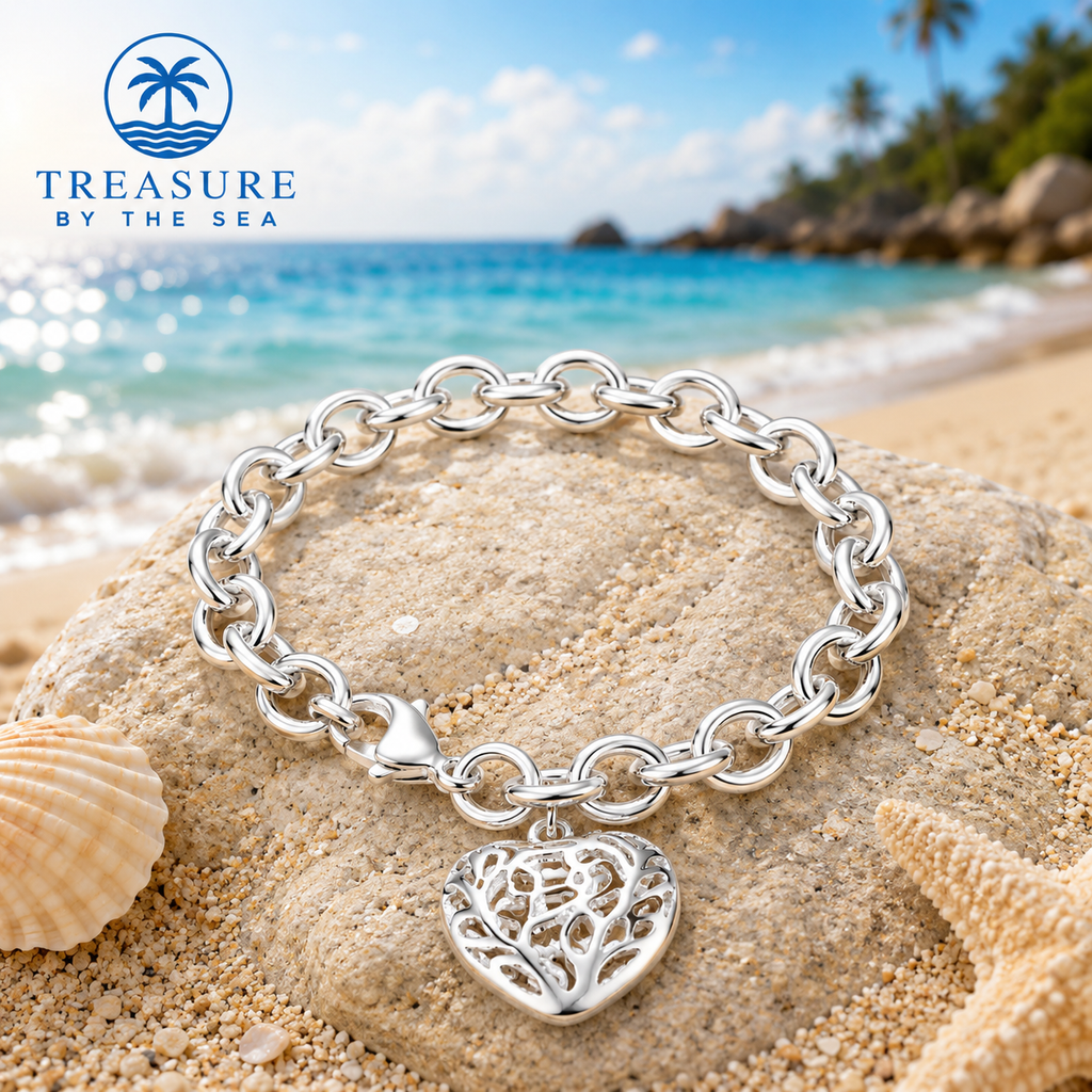 Sterling Silver Coastal Heart Bracelet